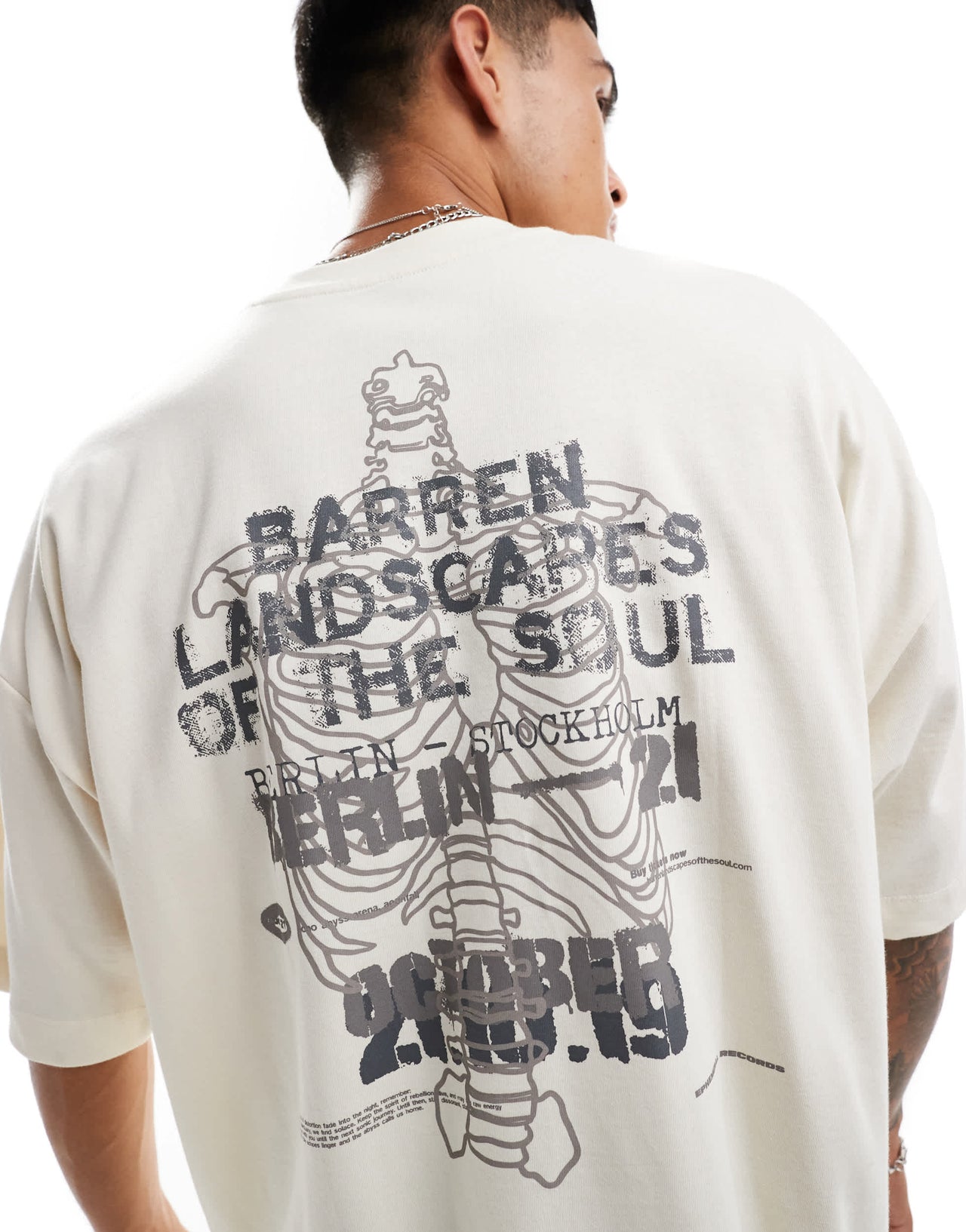 ASOS DESIGN extreme oversized t-shirt in off white with back  print