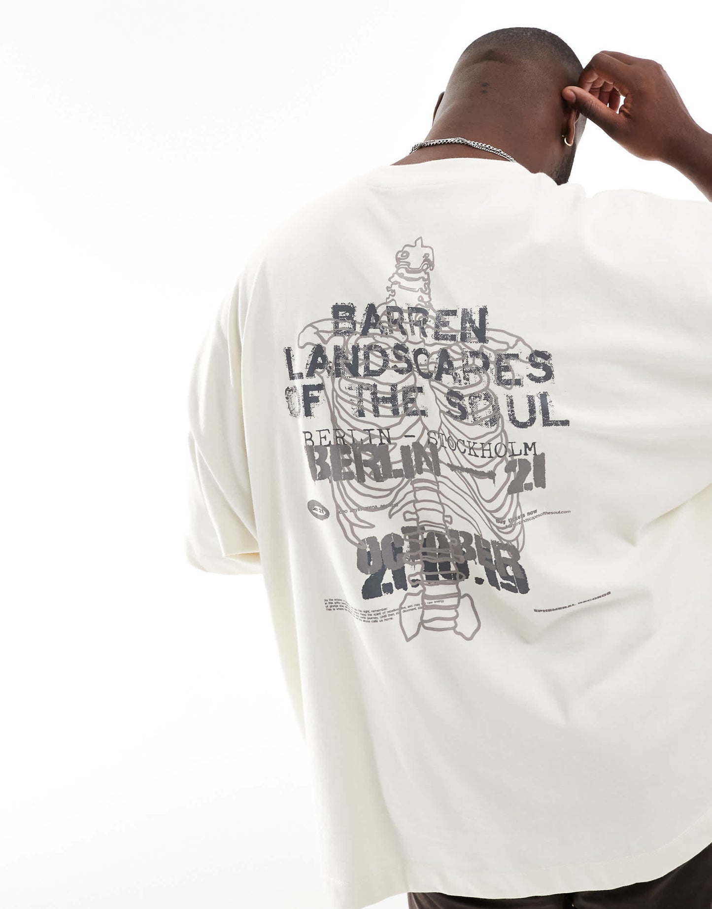 ASOS DESIGN extreme oversized t-shirt in off white with back  print