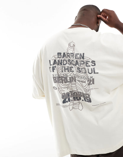 ASOS DESIGN extreme oversized t-shirt in off white with back  print