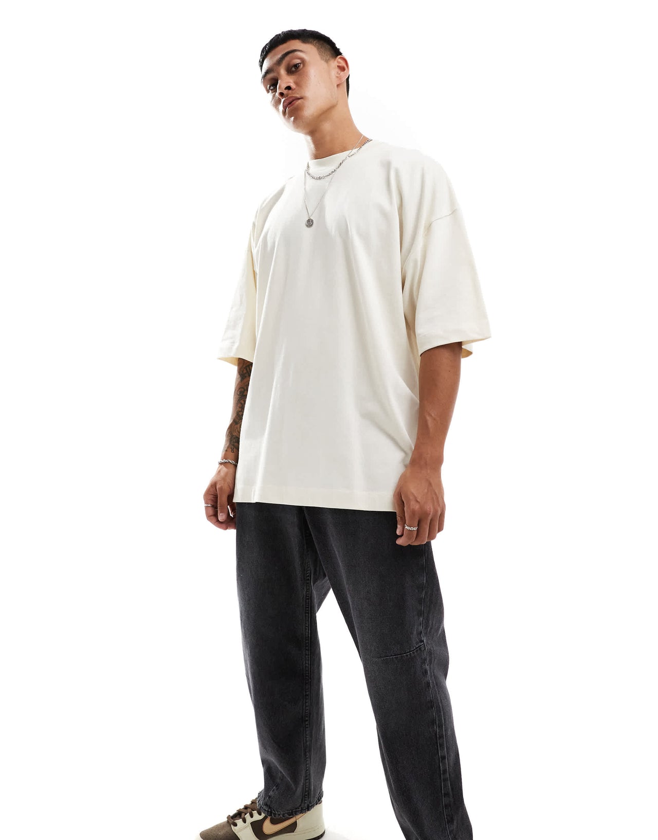 ASOS DESIGN extreme oversized t-shirt in off white with back  print