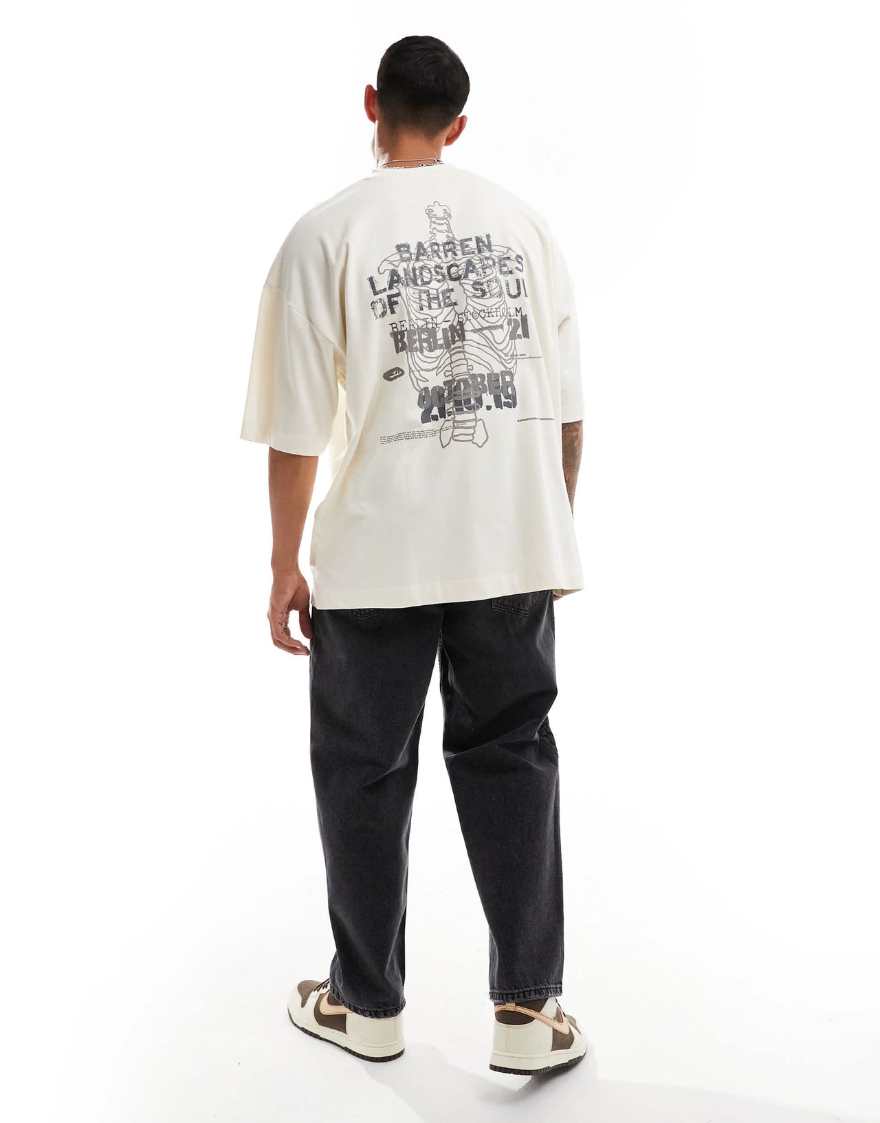 ASOS DESIGN extreme oversized t-shirt in off white with back  print