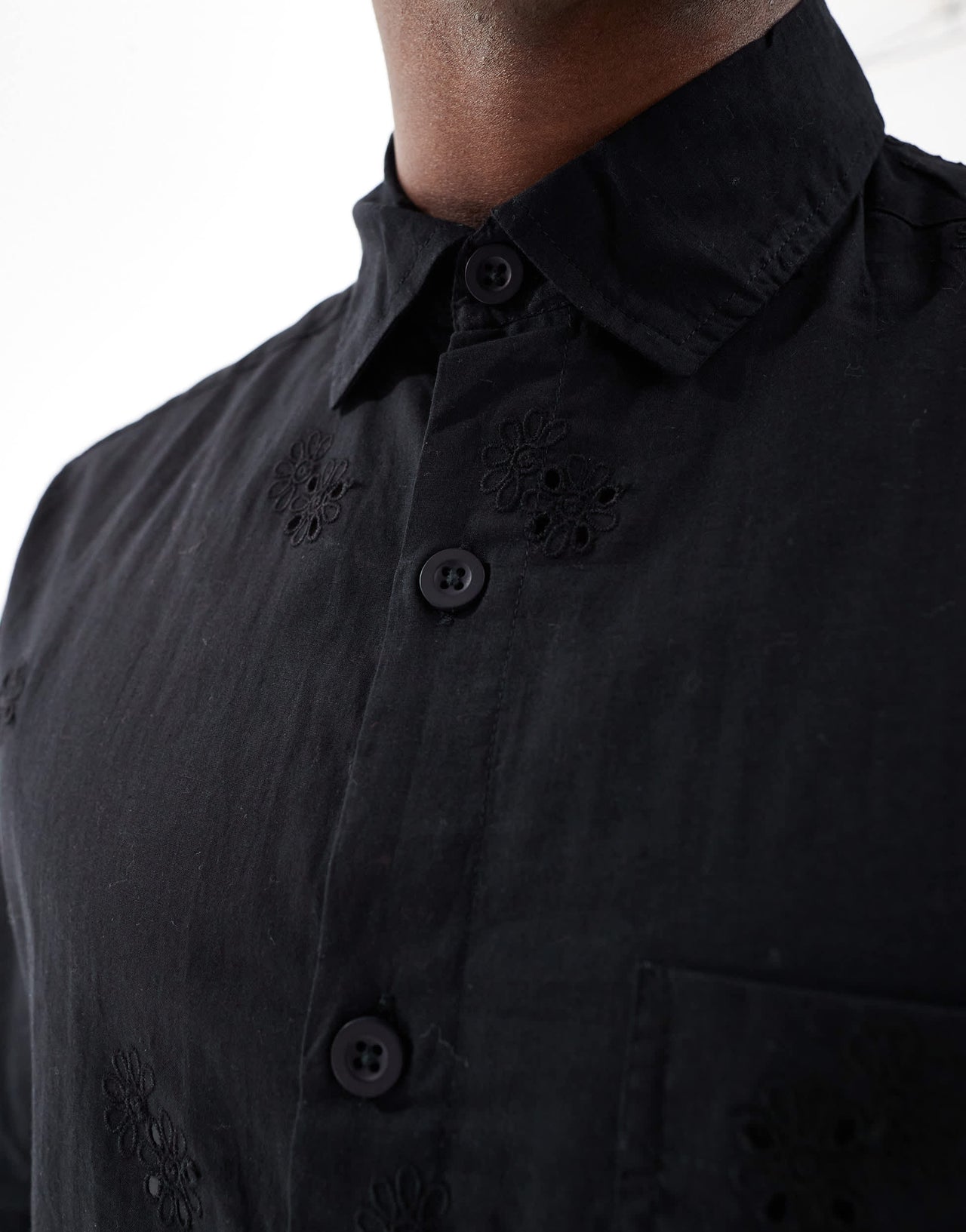 ASOS DESIGN overshirt with floral embroidery in black