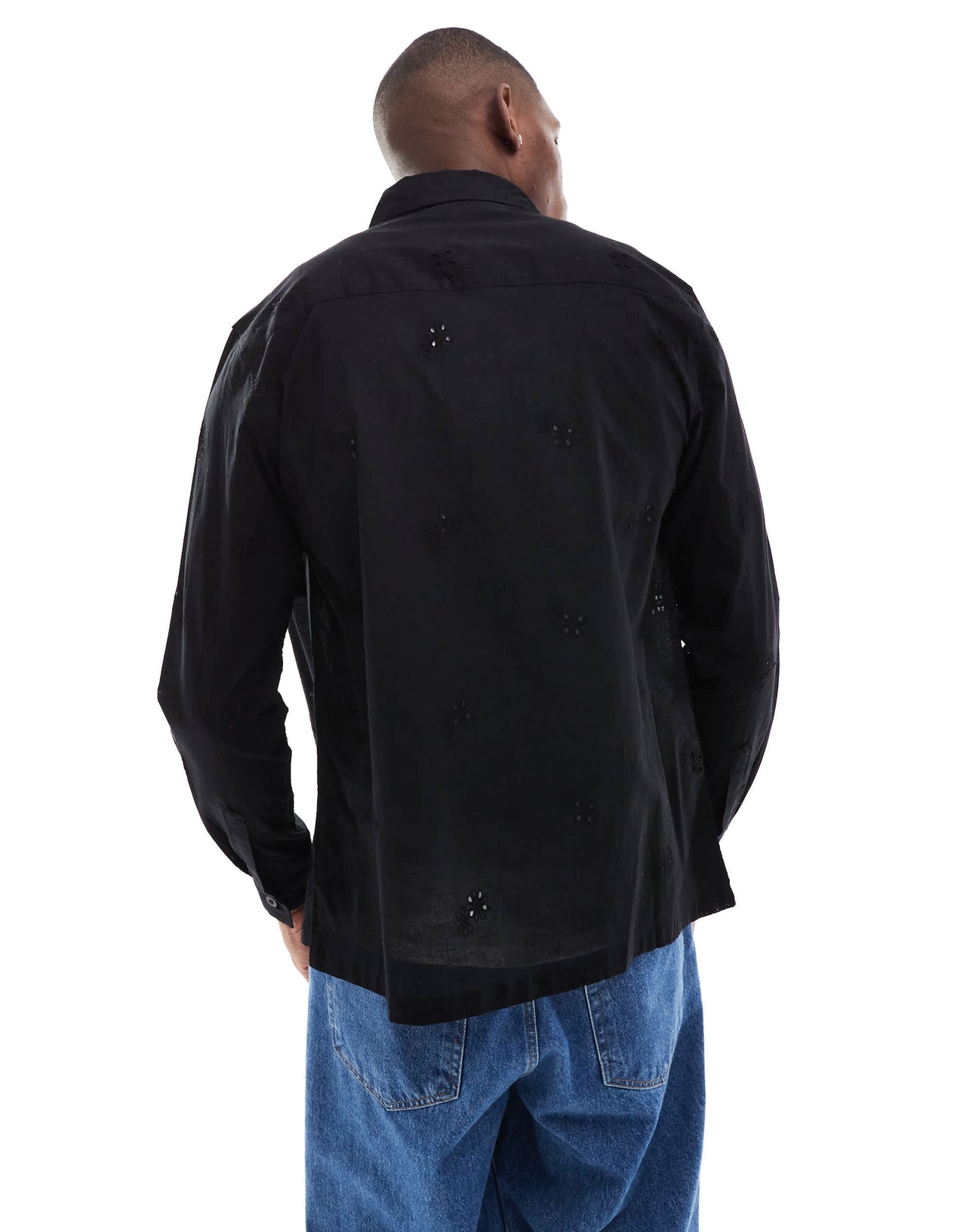 ASOS DESIGN overshirt with floral embroidery in black