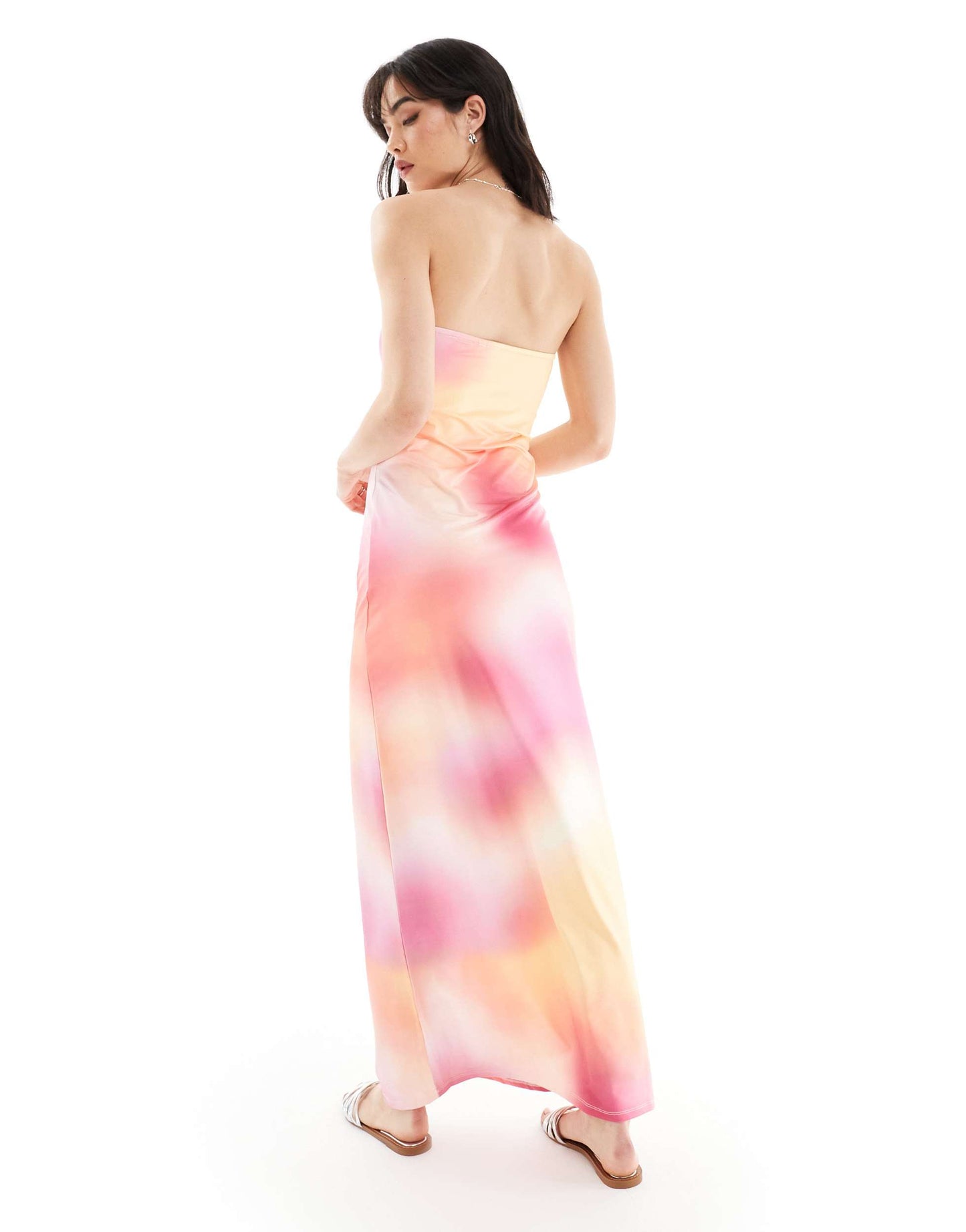 Something New X Larissa Marielle Wehr slinky maxi tube dress in blurred sunset ombre