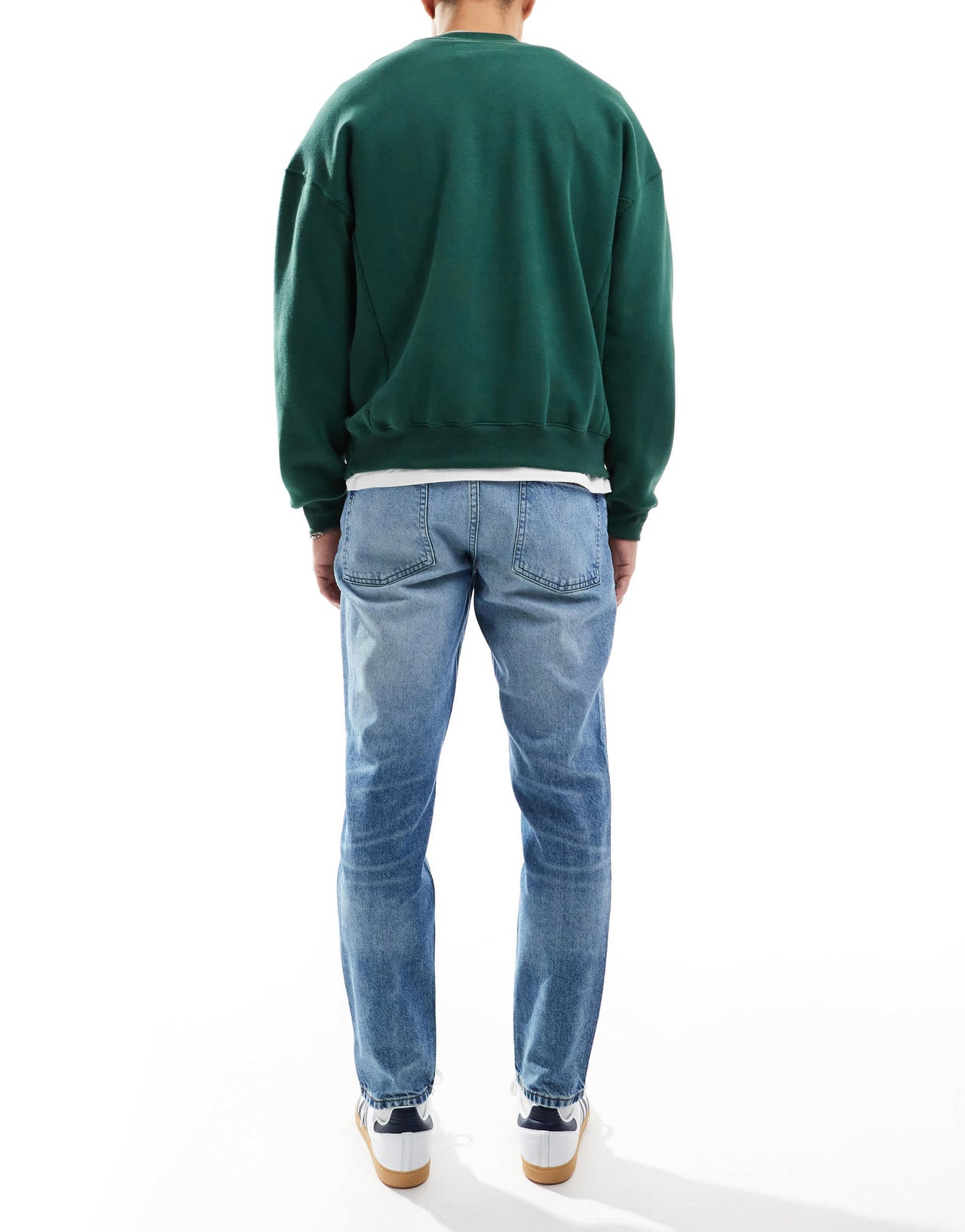 ASOS DESIGN tapered jeans in mid wash blue