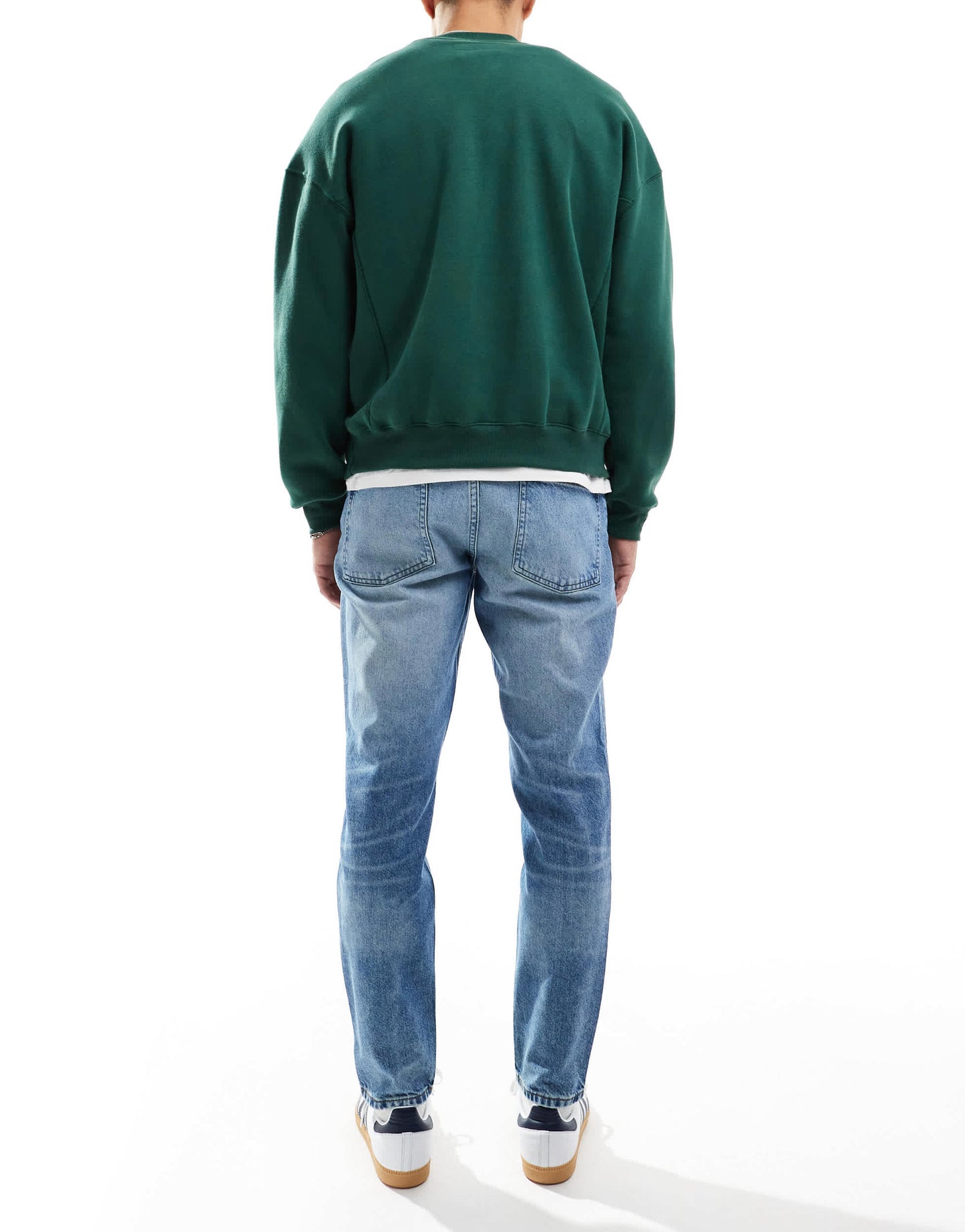 ASOS DESIGN tapered jeans in mid wash blue