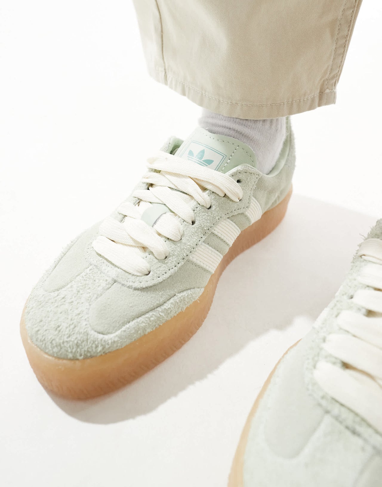 adidas Originals Sambae in green and off white