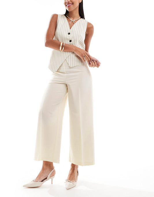 ASOS DESIGN tailored culotte trousers in cream