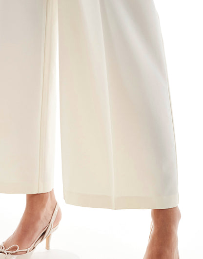 ASOS DESIGN tailored culotte trousers in cream