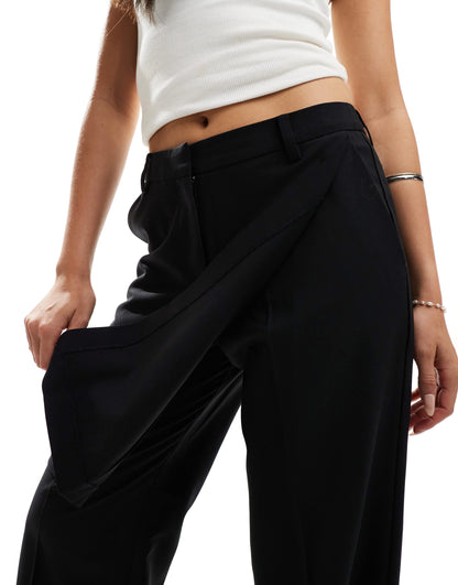 ASOS DESIGN tailored skirt over trousers in black