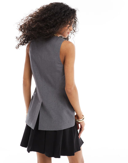 ASOS DESIGN longline waistcoat in grey