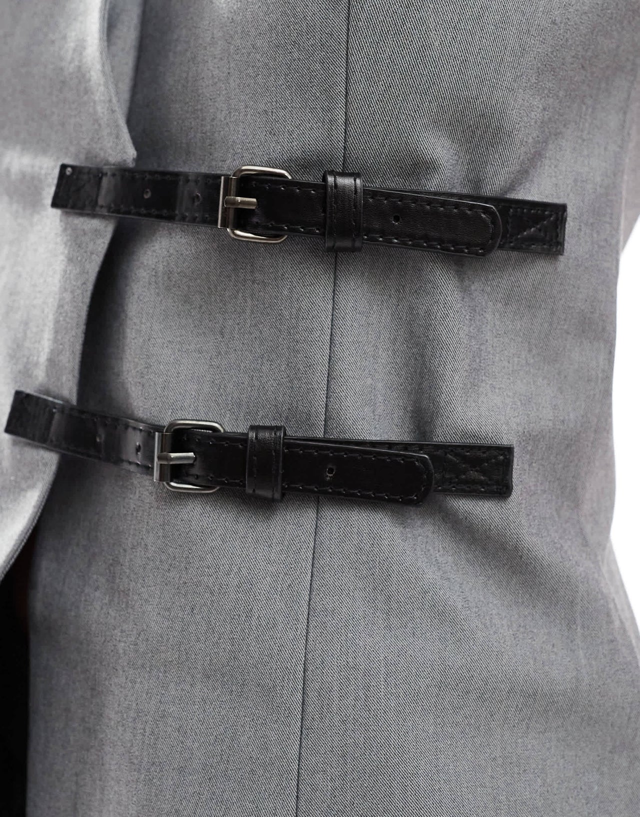 ASOS DESIGN longline belted waistcoat in grey