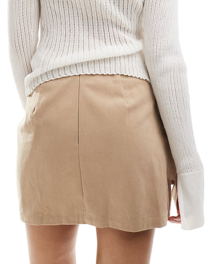 In The Style cargo wrap mini skirt in beige