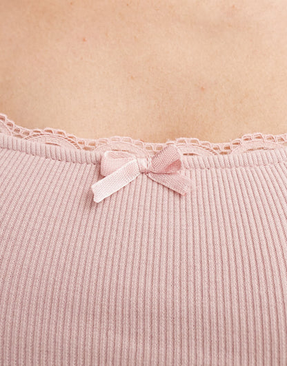 Motel bovita long sleeve ribbed top in dusty pink