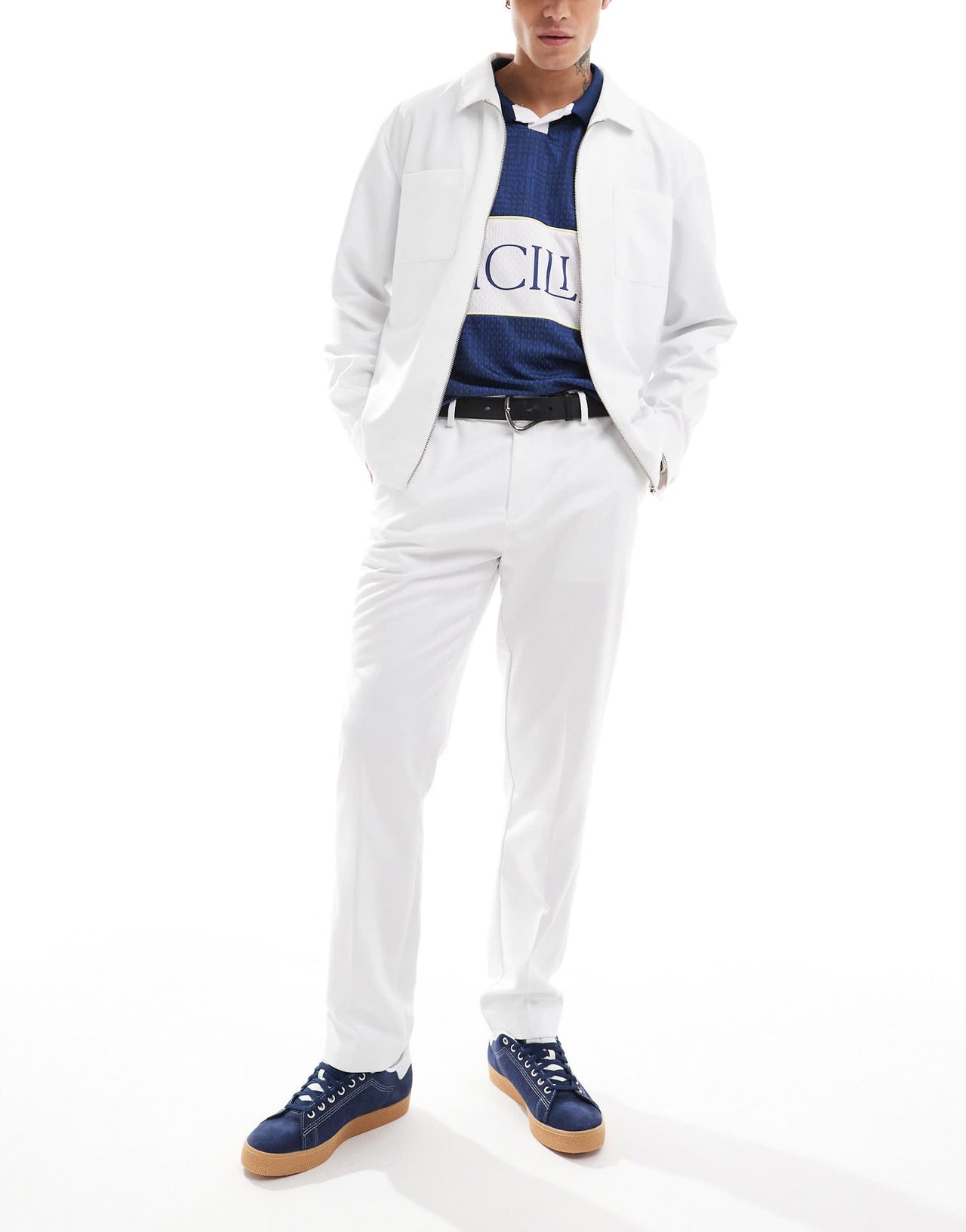 ASOS DESIGN smart co-ord slim fit trucker jacket in white