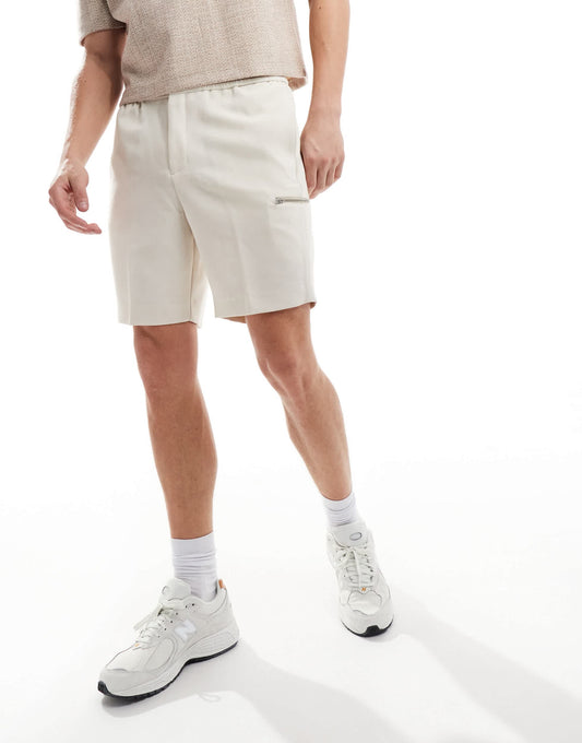 River Island smart pull on shorts in medium stone