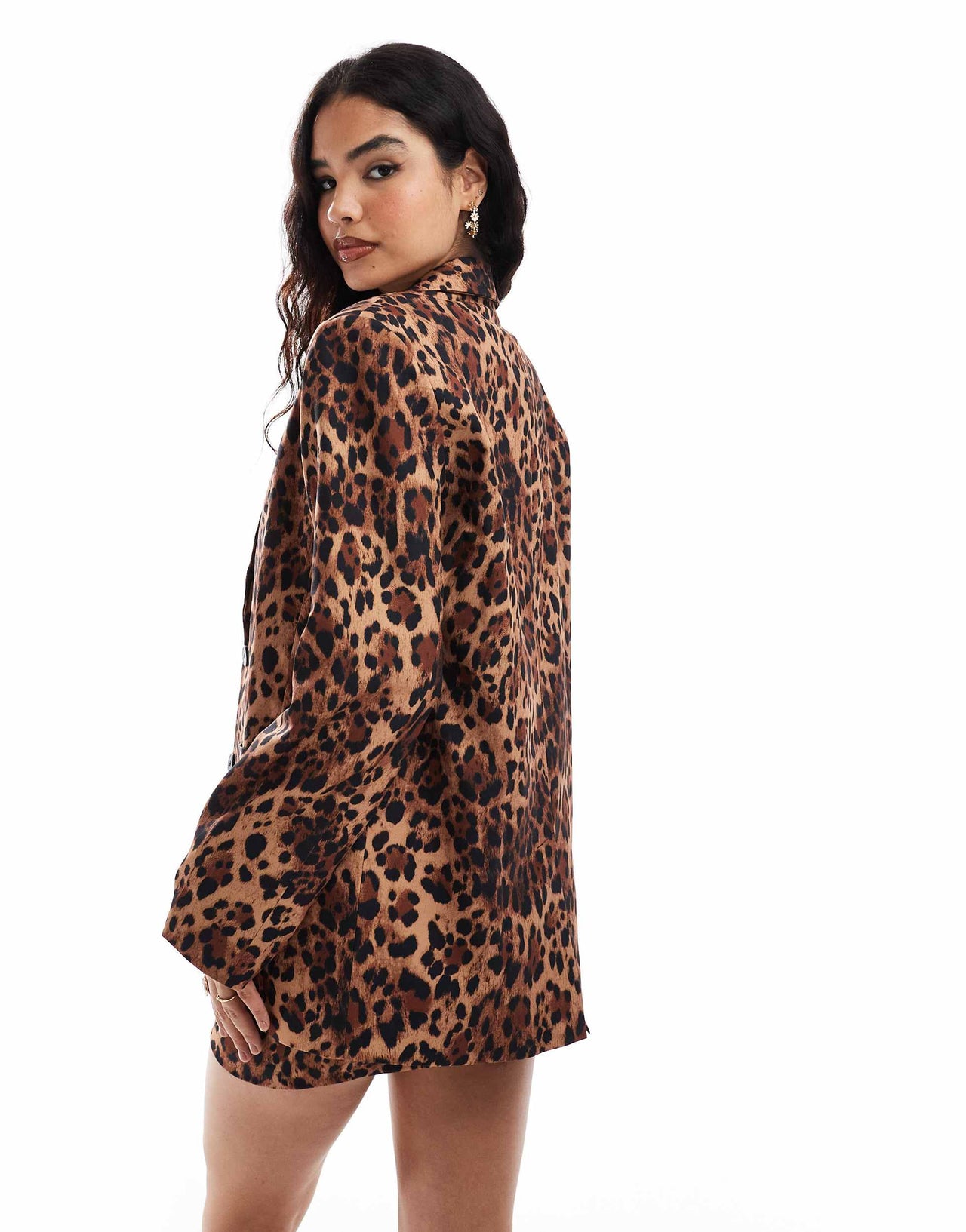 Miss Selfridge oversized blazer in animal print