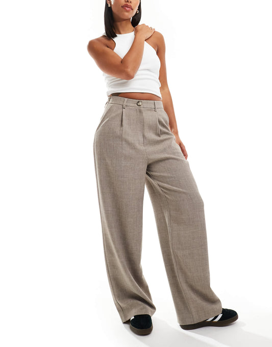 Miss Selfridge tailored wide leg dad trouser in warm grey