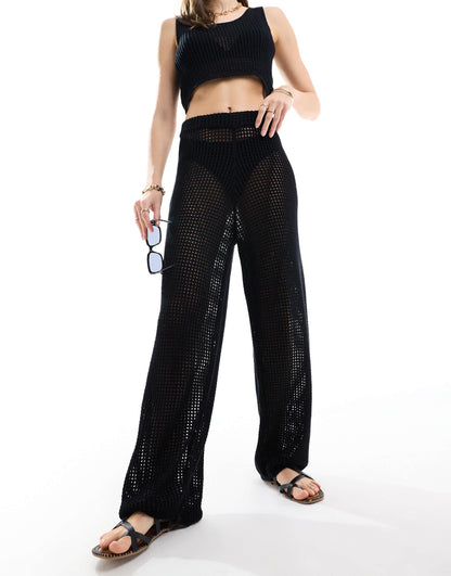 JJXX co-ord crochet trousers in black