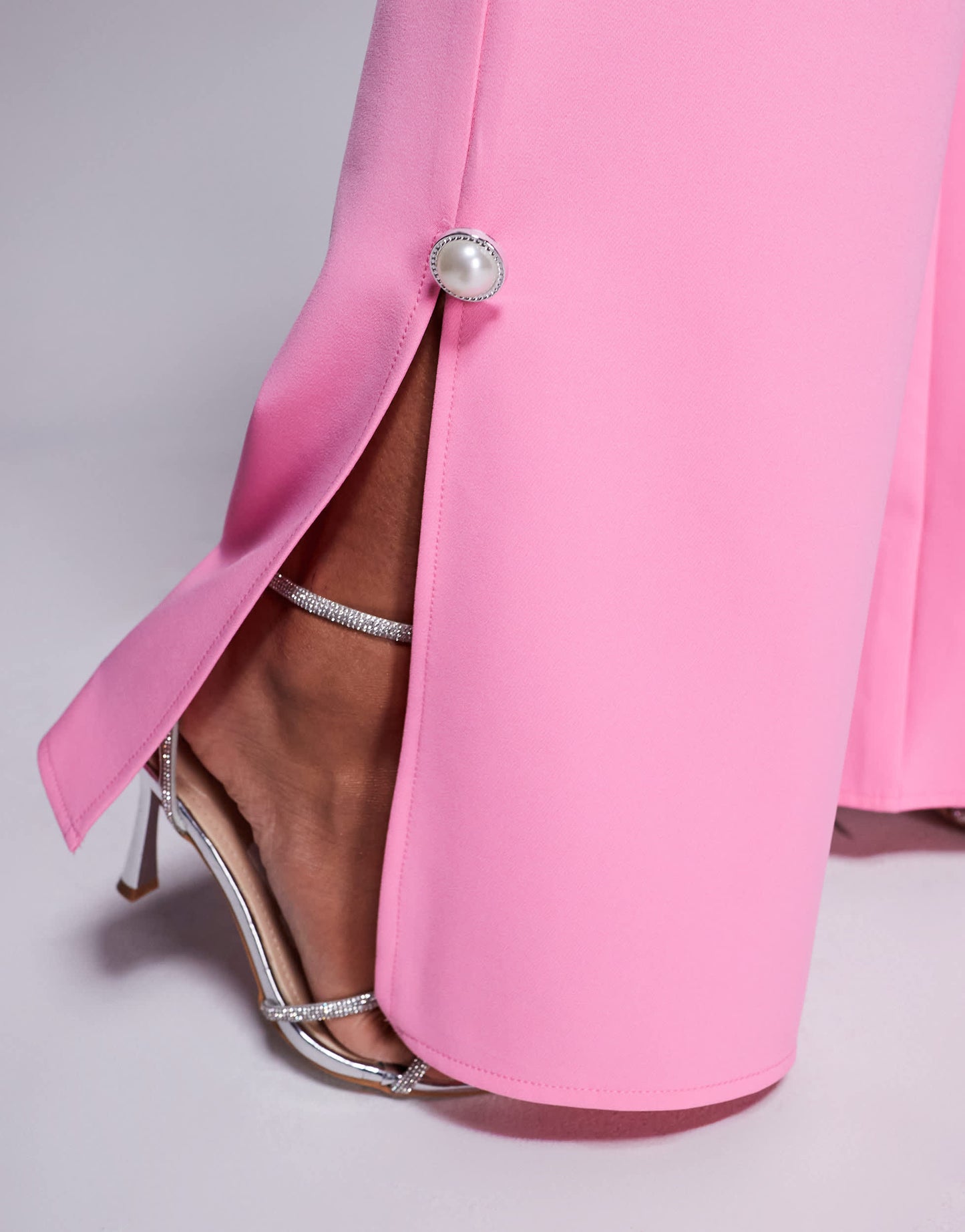 ASOS LUXE co-ord slim fit tailored trouser with embellished button detail in pink