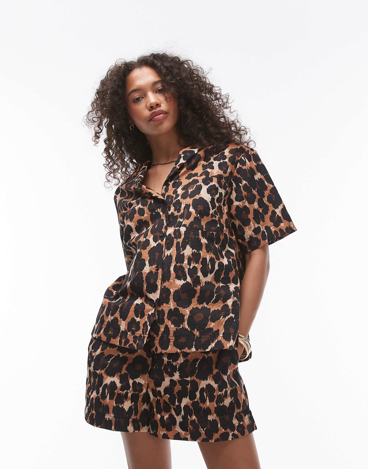 Topshop co-ord leopard short in multi