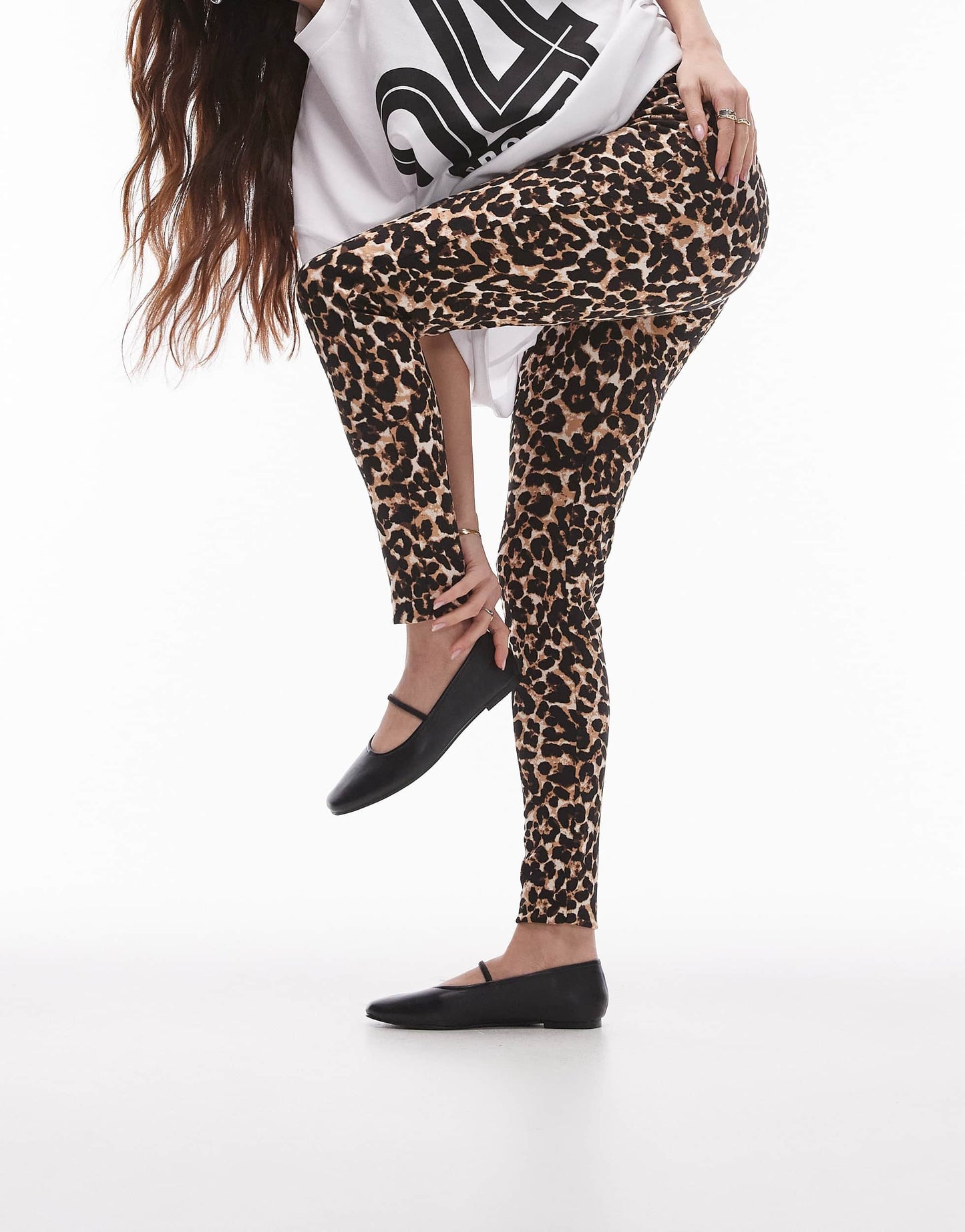 Topshop leopard print legging in brown