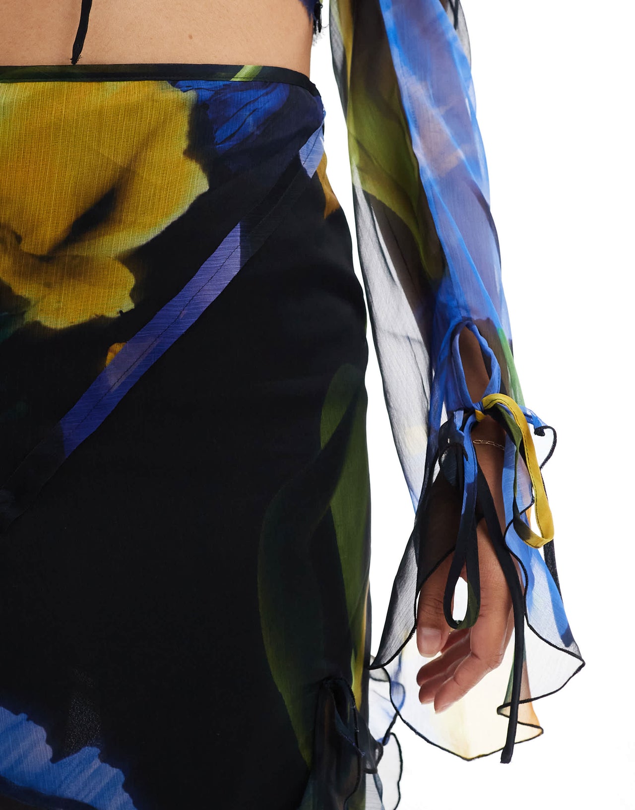 ASOS DESIGN frill detail co-ord maxi skirt in large floral print