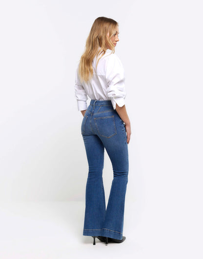 River Island Petite Mid rise flared jeans in denim