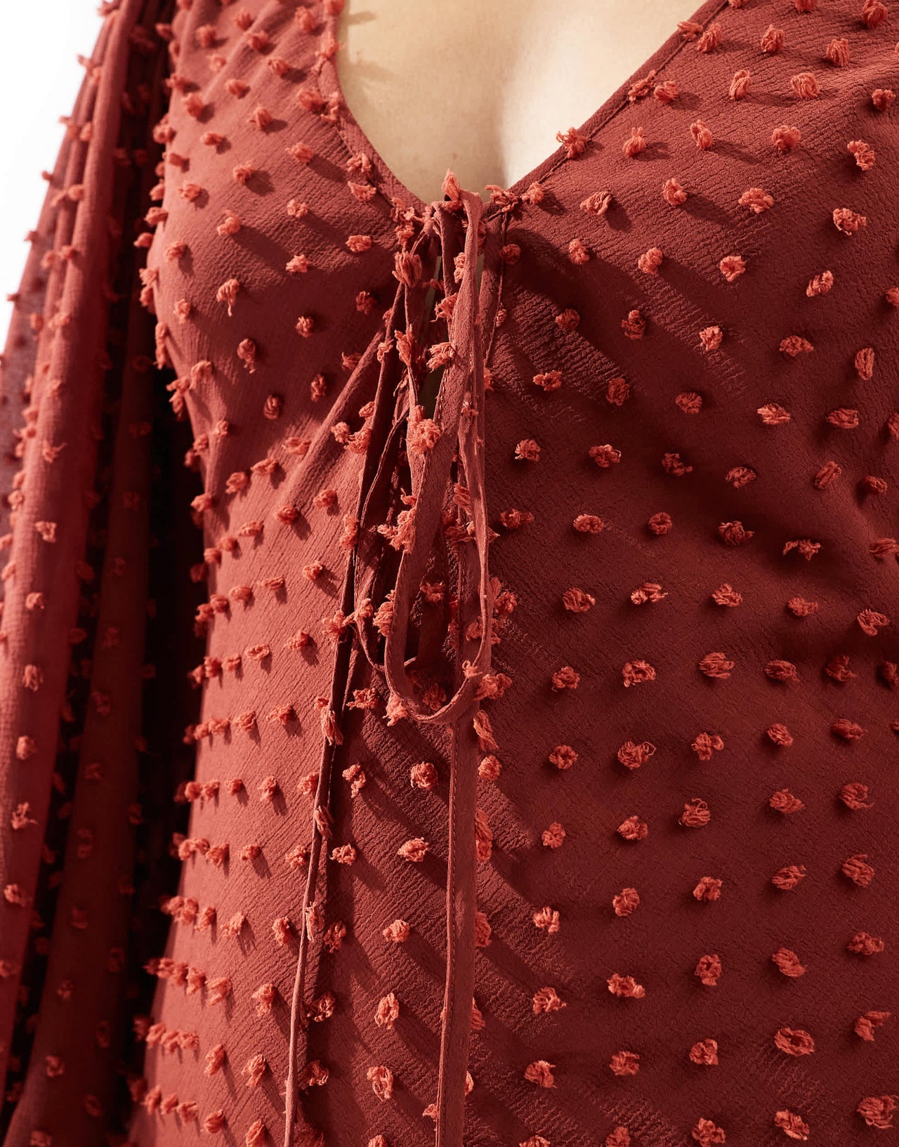 ASOS DESIGN dobby balloon sleeve midi dress in rust