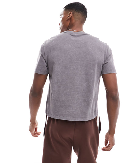 ASOS DESIGN cropped raglan t-shirt in washed grey
