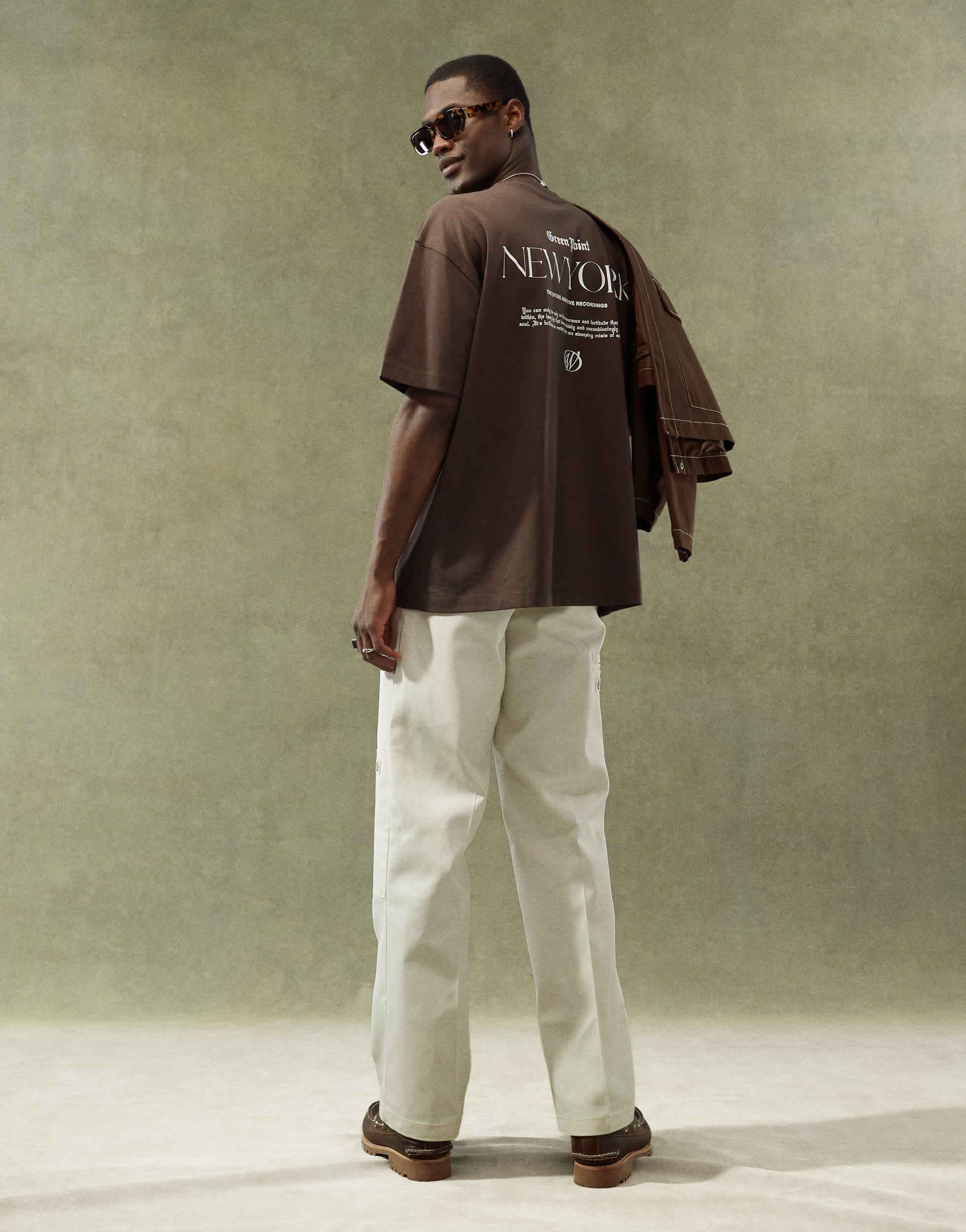 ASOS DESIGN oversized t-shirt in brown with city back print