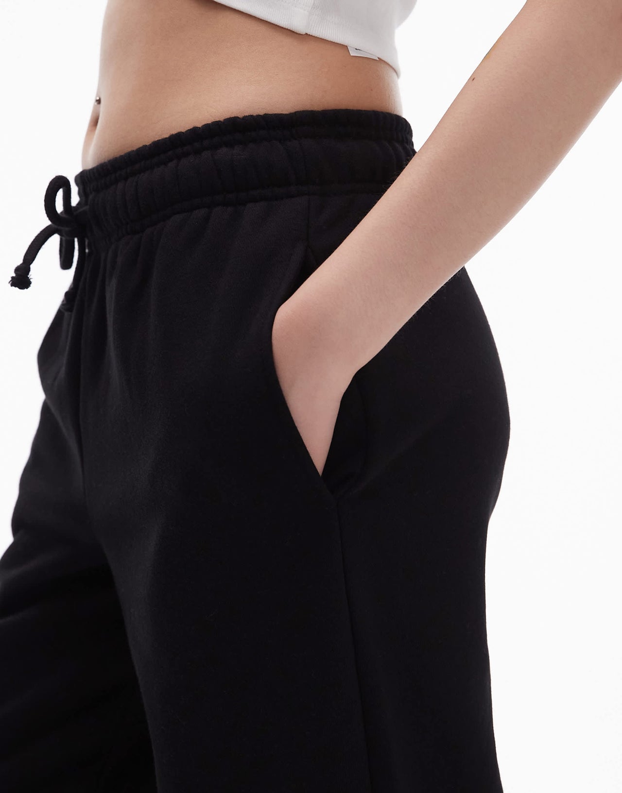 Topshop petite straight leg jogger in black