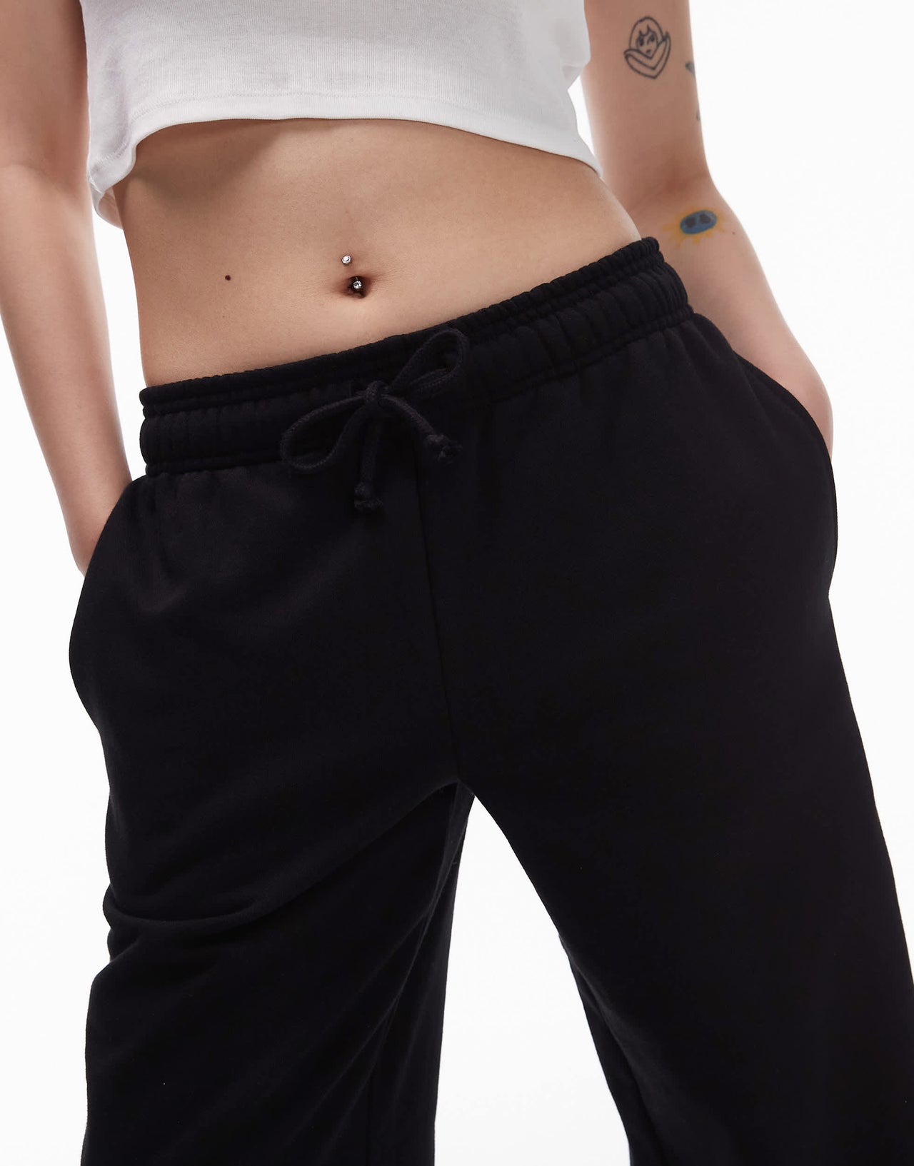 Topshop petite straight leg jogger in black