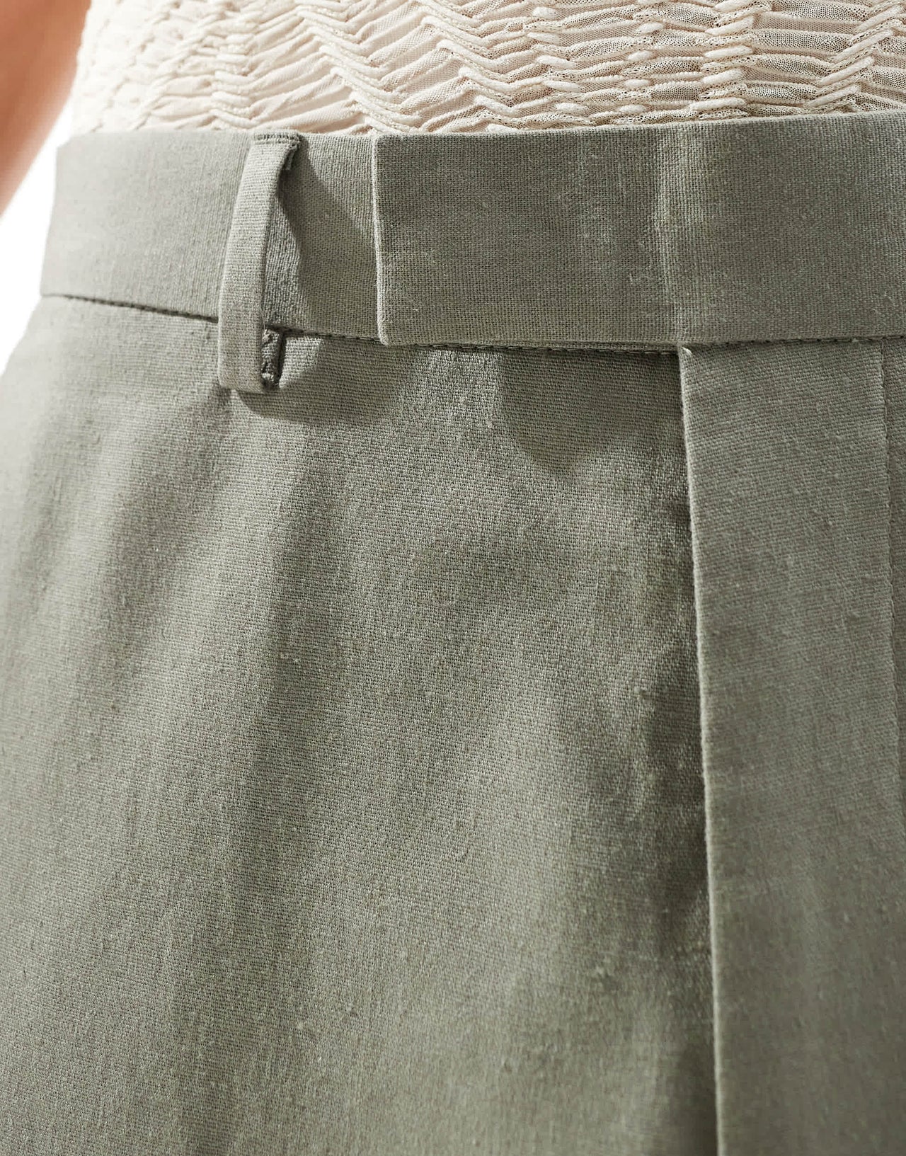 ASOS DESIGN smart oversized tapered linen blend trousers in dusty green