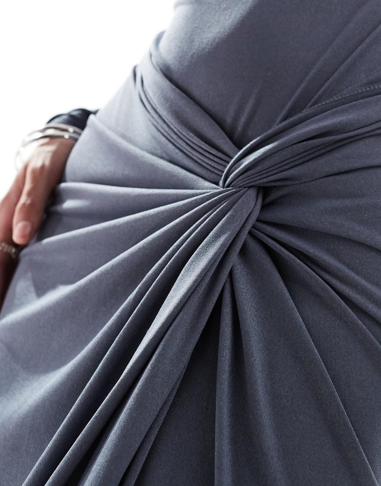 Simmi knot detail thigh split maxi skirt co-ord in dark grey