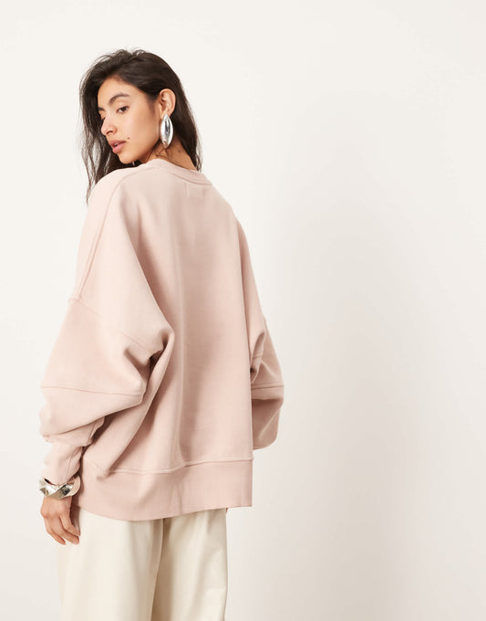 ASOS EDITION premium heavy weight sweatshirt with seam detailing in faded pink