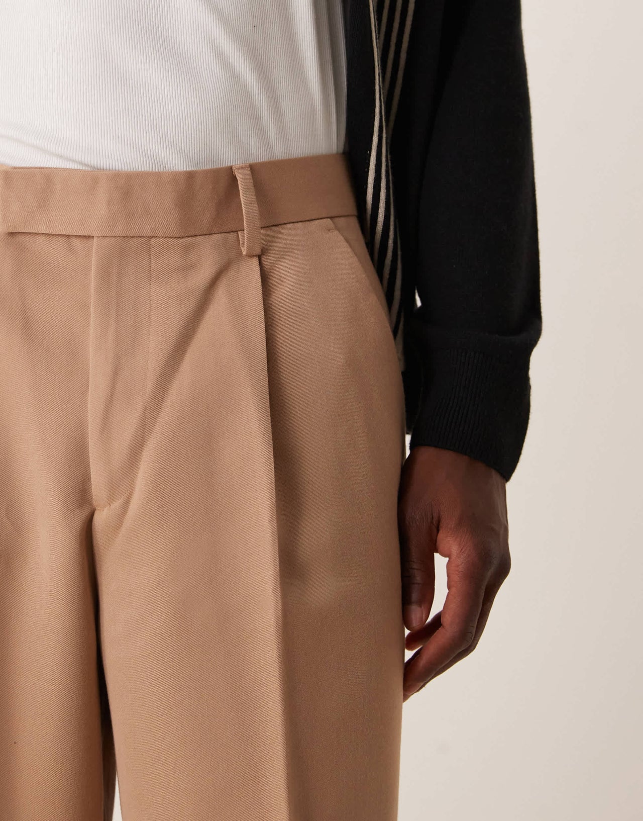 ASOS DESIGN smart wide leg trousers with front pleat in camel