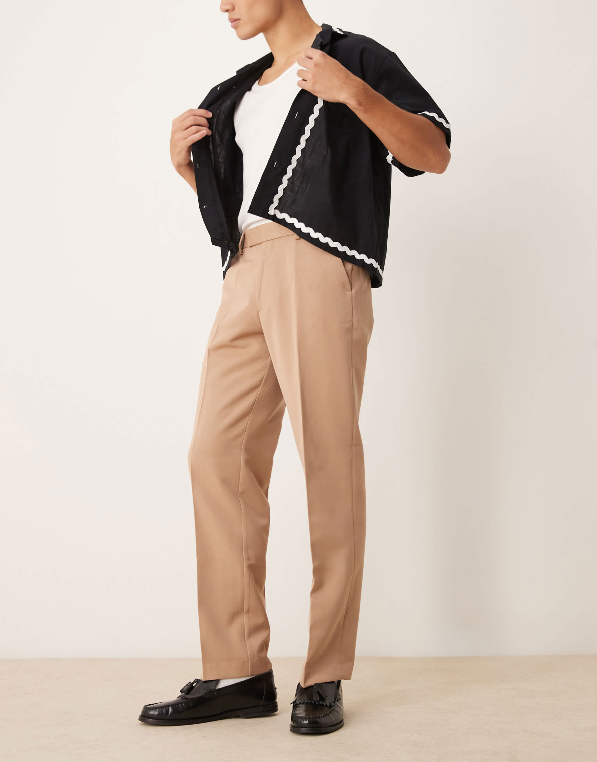 ASOS DESIGN smart straight leg trousers in camel