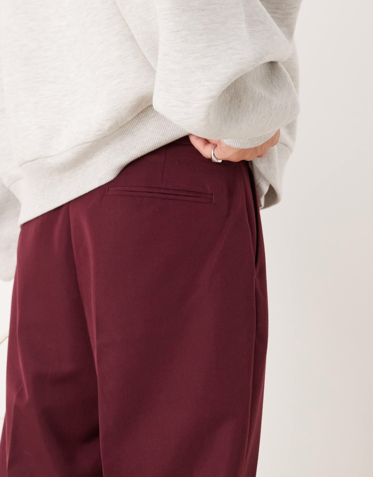 ASOS DESIGN smart balloon trousers with front pleat in burgundy