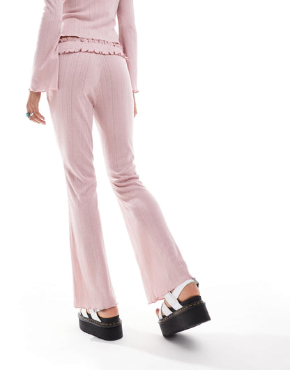 Kiss The Sky pointelle low waist trousers in pink
