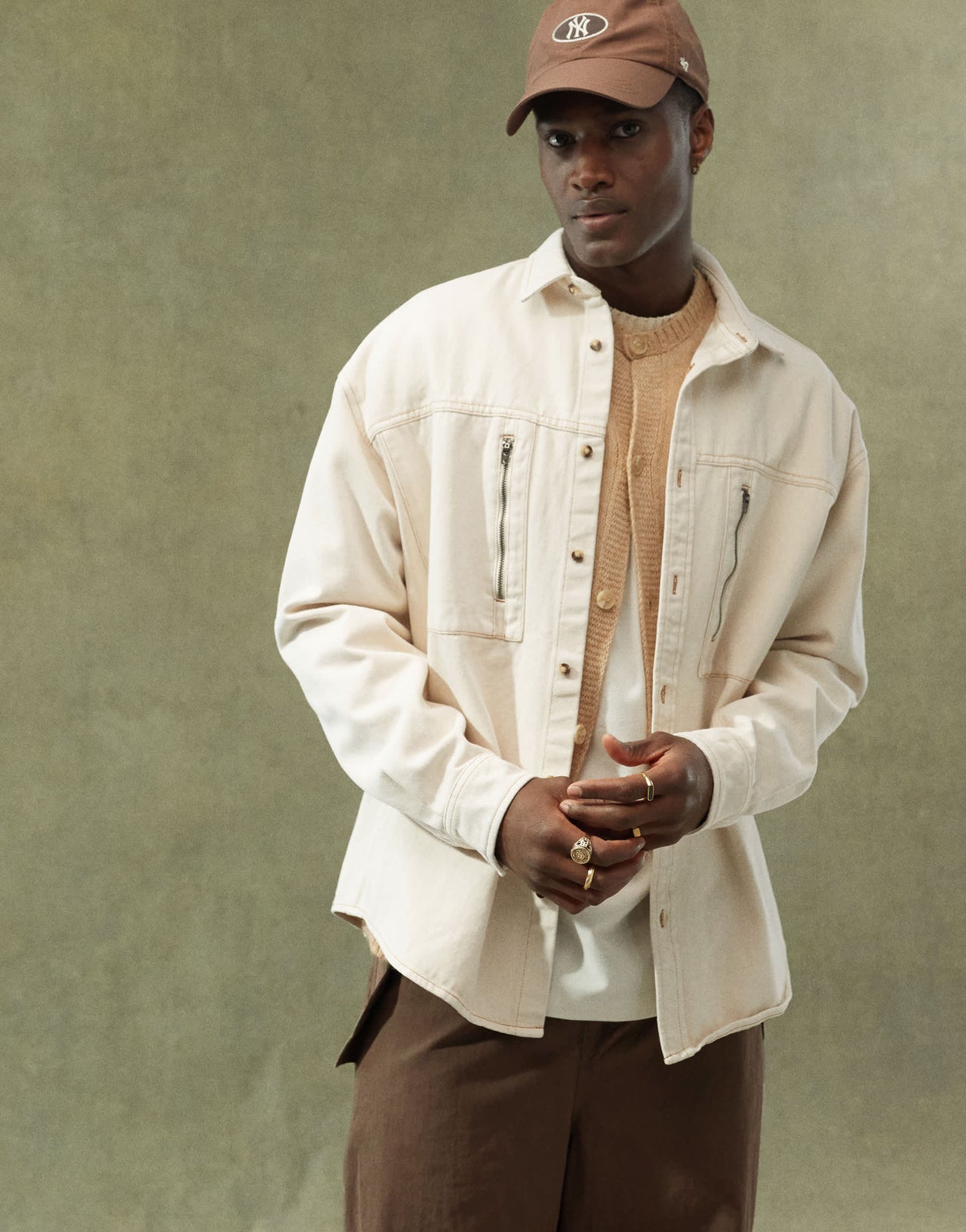 ASOS DESIGN 90's oversized shirt in ecru