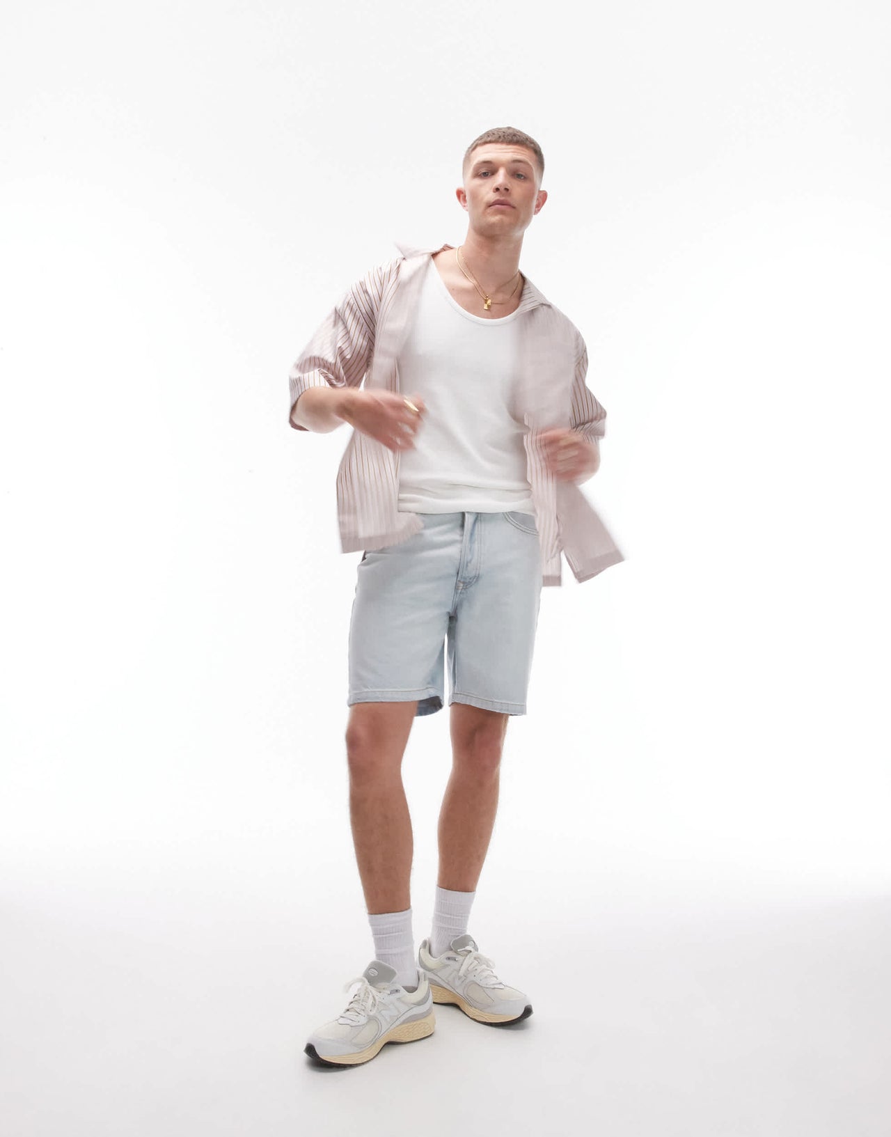Topman straight denim shorts in bleach