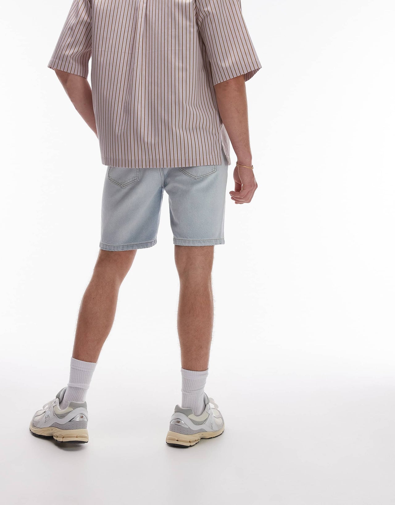 Topman straight denim shorts in bleach