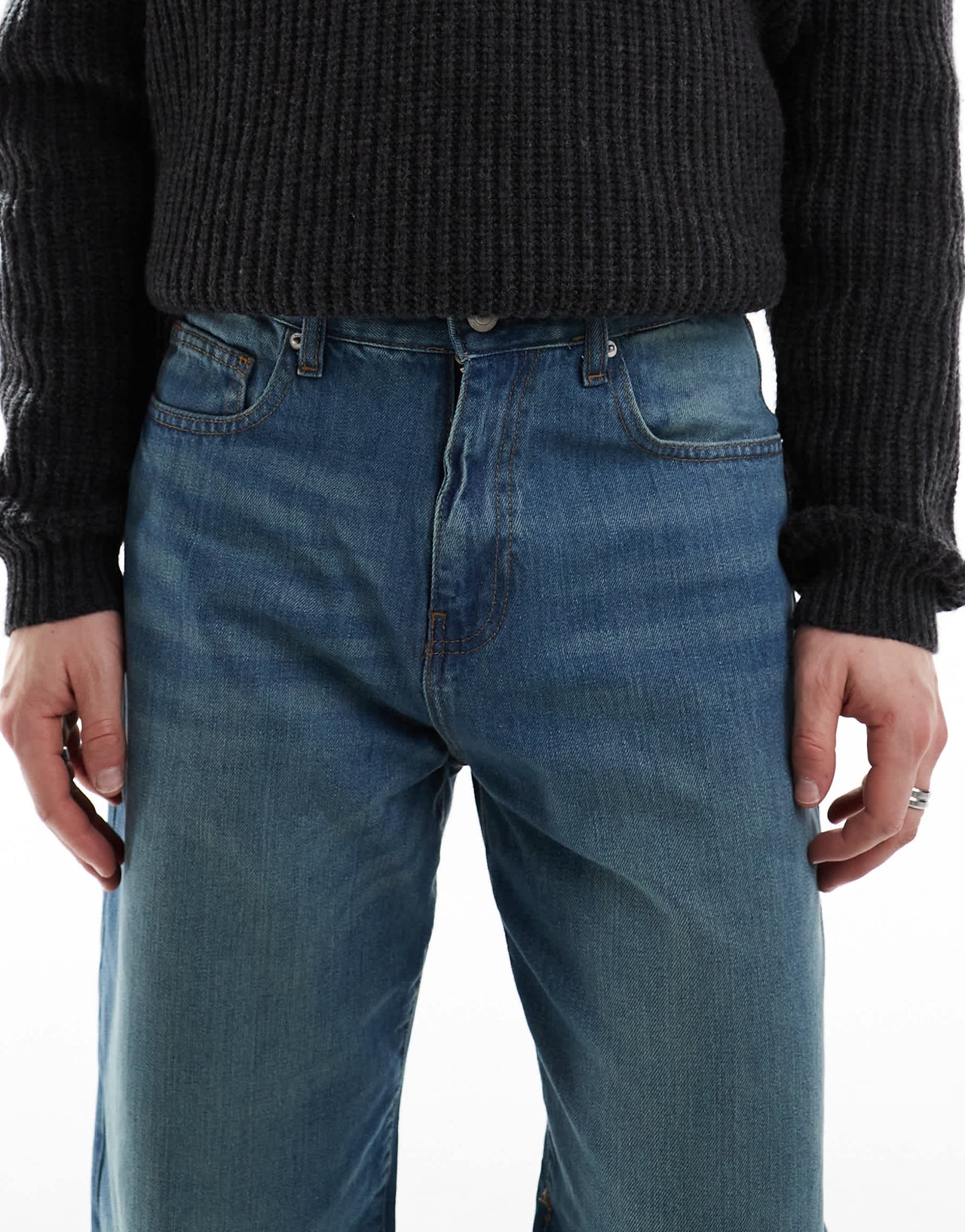 DTT rigid baggy fit jeans in light blue vintage tint
