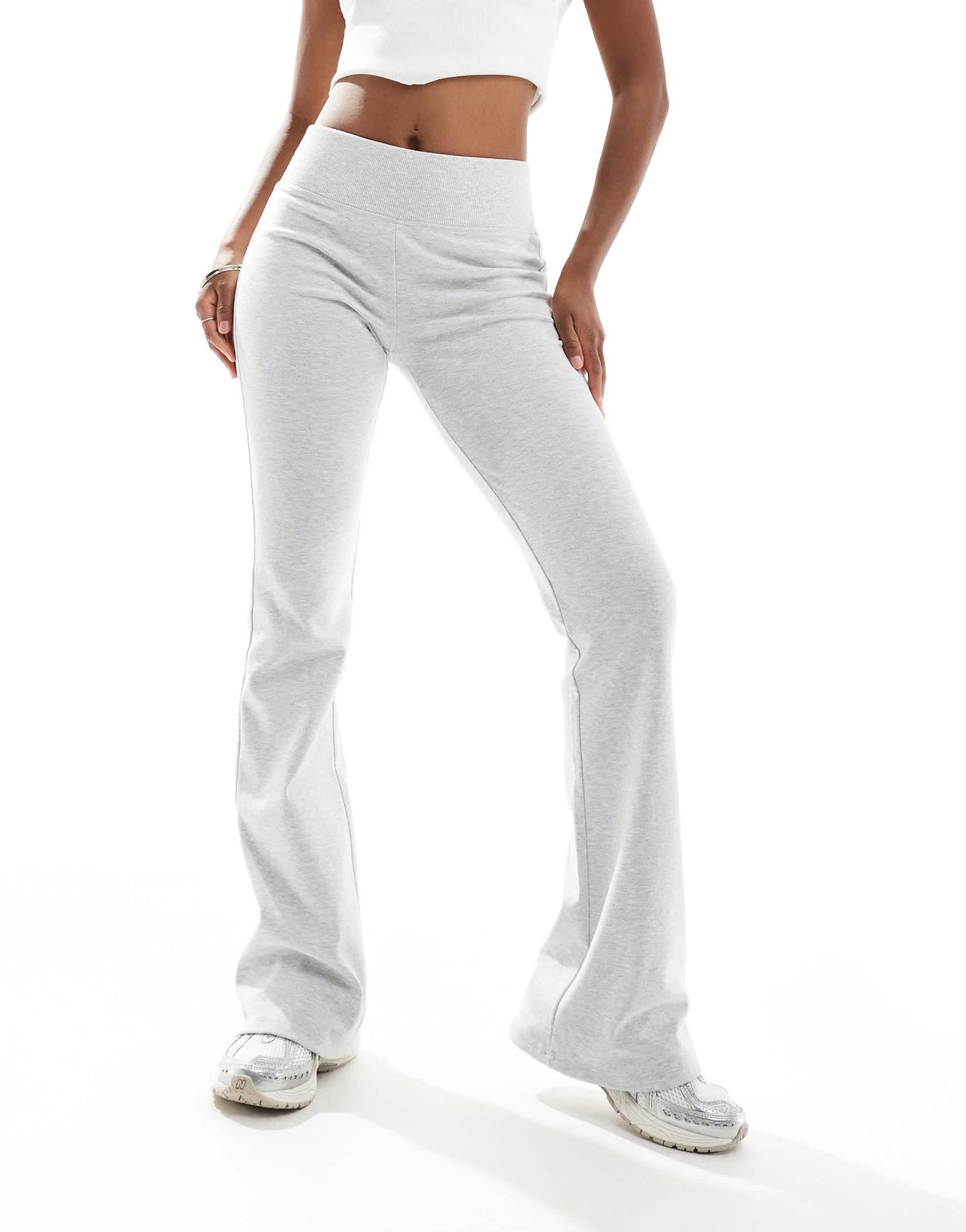 Stradivarius deep waistband sculpt flare in grey