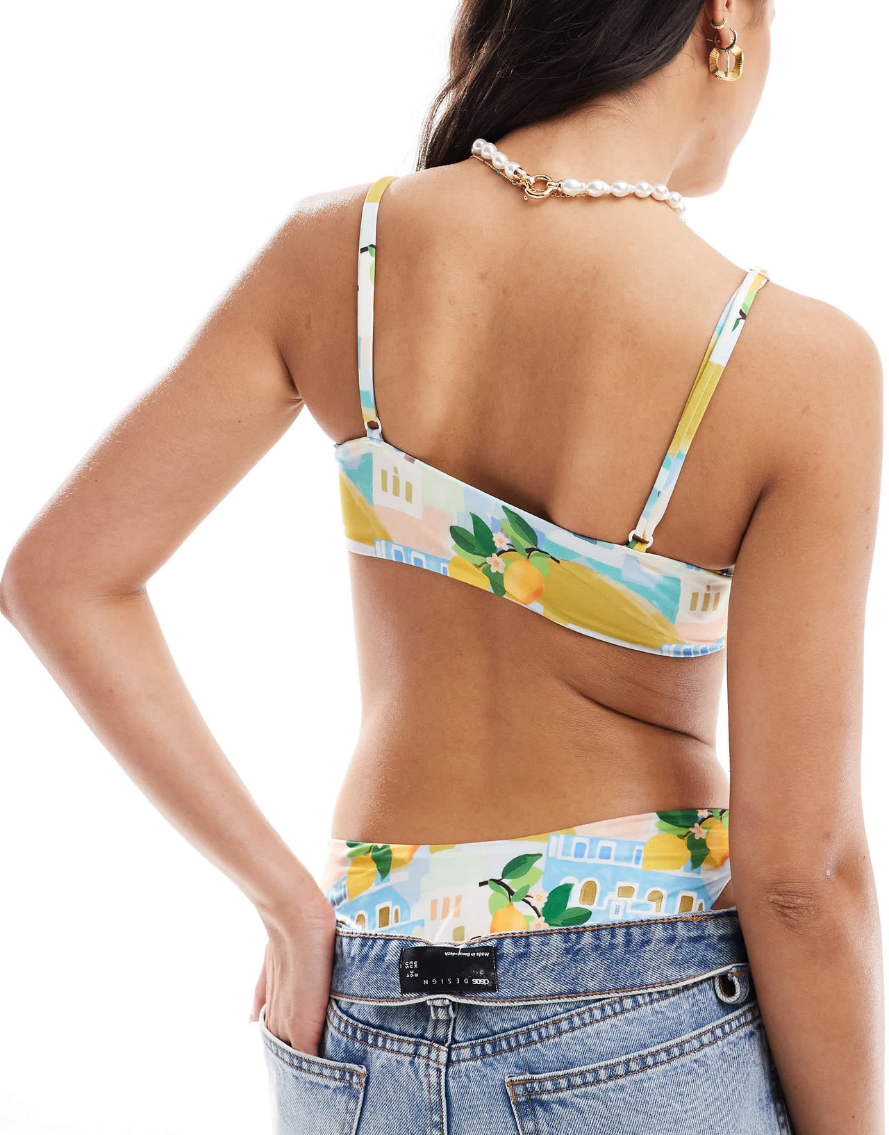 ASOS DESIGN Sorrento skinny crop bikini top in multi