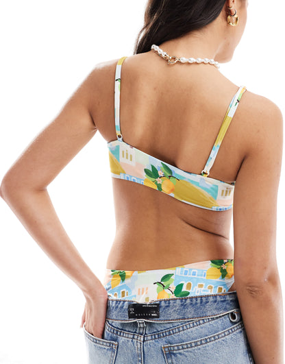 ASOS DESIGN Sorrento skinny crop bikini top in multi