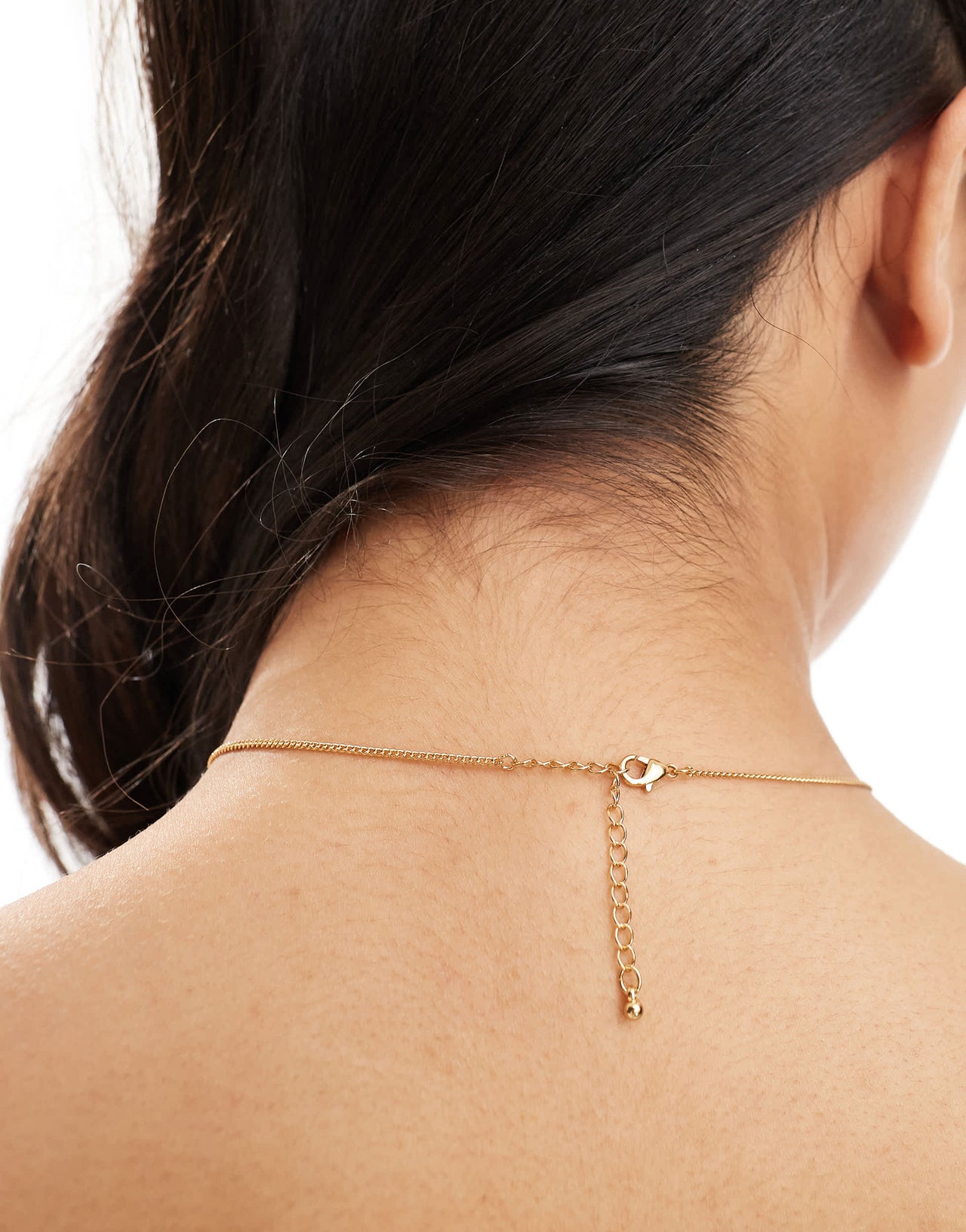 ASOS DESIGN 14k gold plate necklace with faux pearl disk design