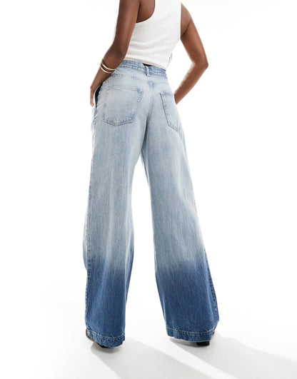 River Island wide leg ombre jean in light blue