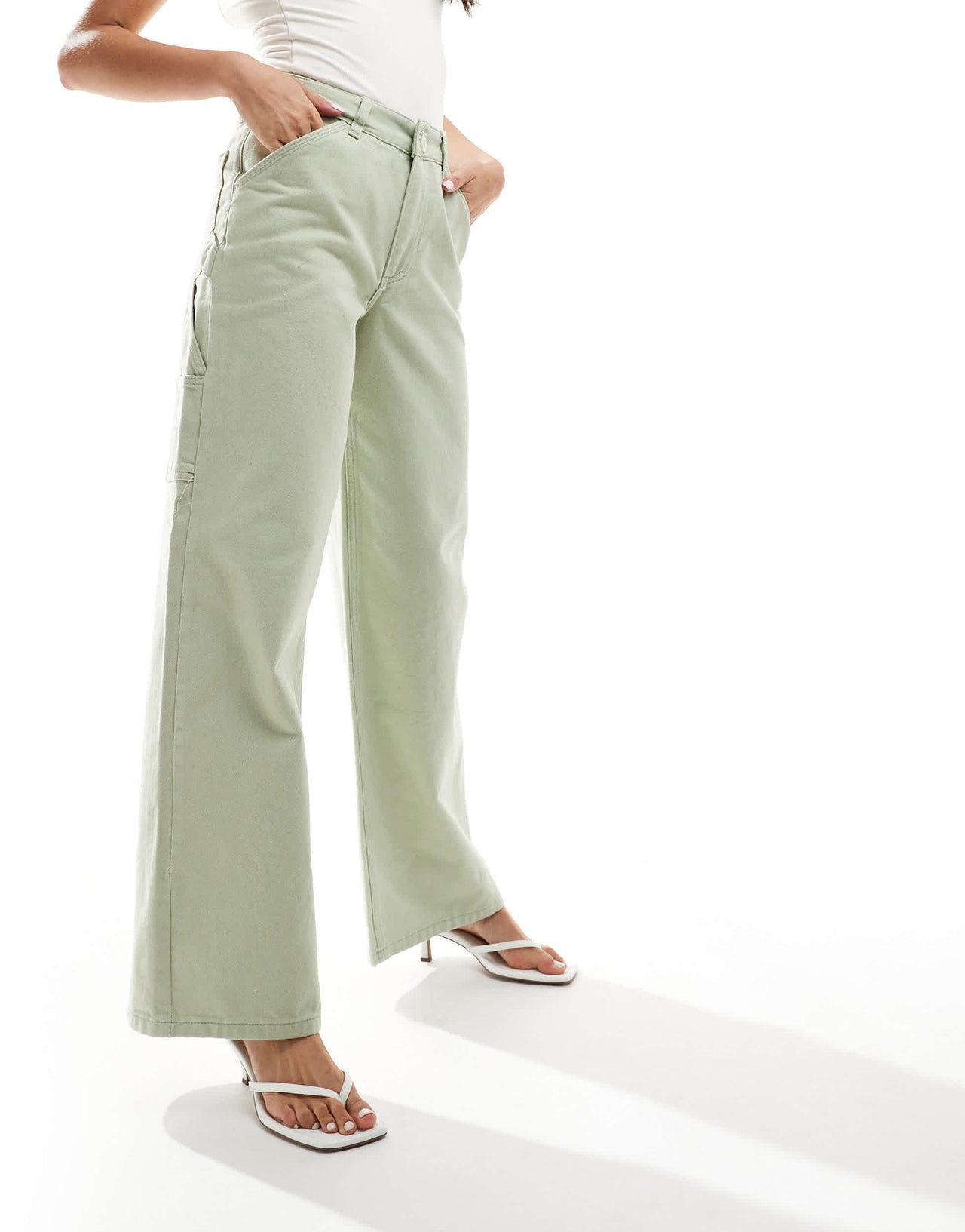 River Island wide leg jean in mid green